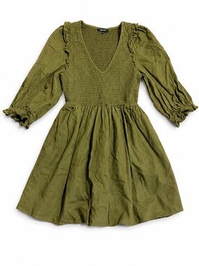 madewell splitneck mini dress Splitneck Linen Minidress (Women)